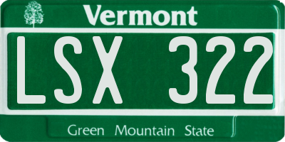 VT license plate LSX322
