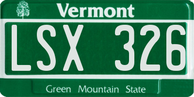 VT license plate LSX326