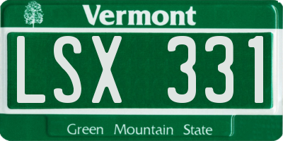 VT license plate LSX331