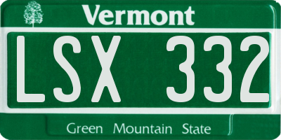 VT license plate LSX332