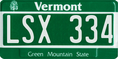VT license plate LSX334