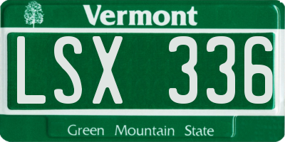 VT license plate LSX336