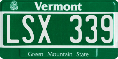 VT license plate LSX339