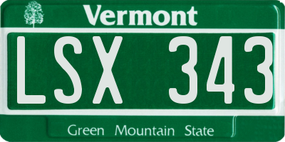VT license plate LSX343