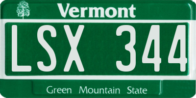 VT license plate LSX344