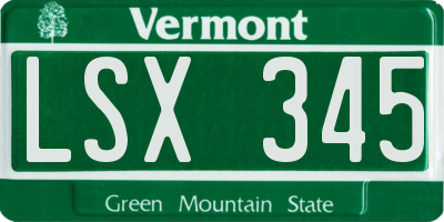 VT license plate LSX345