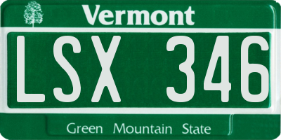 VT license plate LSX346