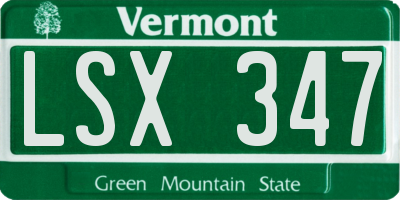 VT license plate LSX347