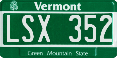 VT license plate LSX352