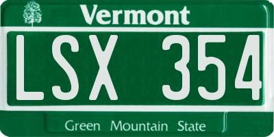 VT license plate LSX354