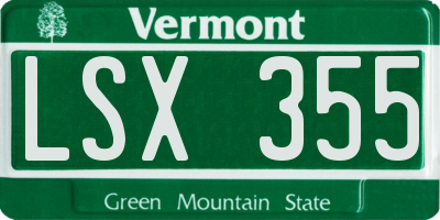 VT license plate LSX355