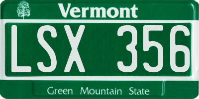 VT license plate LSX356