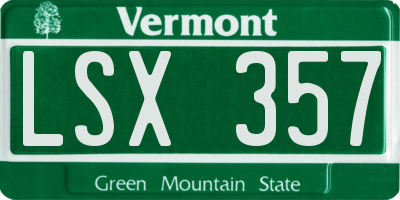 VT license plate LSX357