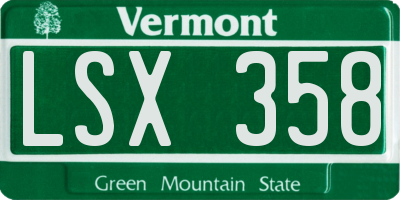 VT license plate LSX358