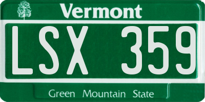 VT license plate LSX359