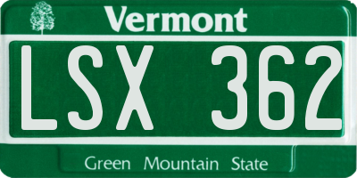 VT license plate LSX362