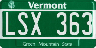 VT license plate LSX363