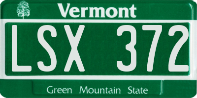 VT license plate LSX372