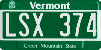 VT license plate LSX374