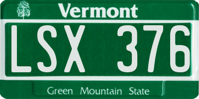 VT license plate LSX376