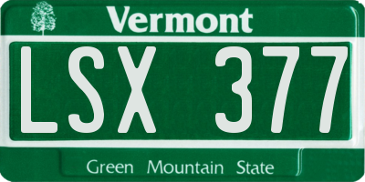 VT license plate LSX377