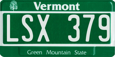 VT license plate LSX379