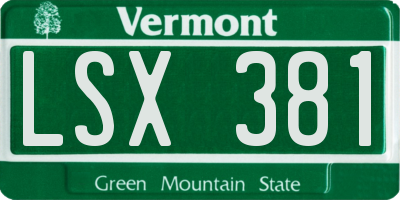 VT license plate LSX381