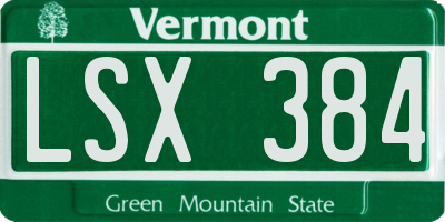 VT license plate LSX384