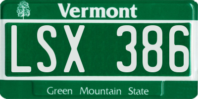 VT license plate LSX386