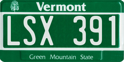 VT license plate LSX391