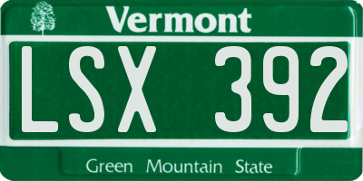 VT license plate LSX392