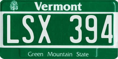 VT license plate LSX394