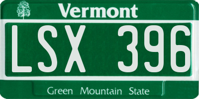 VT license plate LSX396
