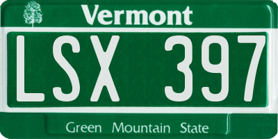 VT license plate LSX397