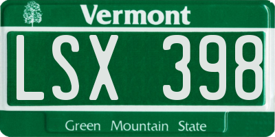 VT license plate LSX398