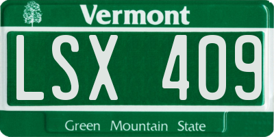 VT license plate LSX409