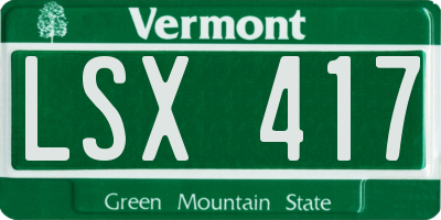 VT license plate LSX417