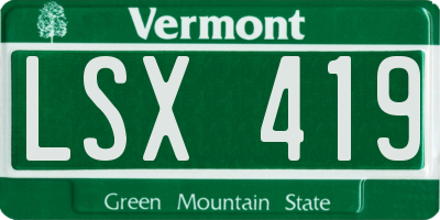 VT license plate LSX419