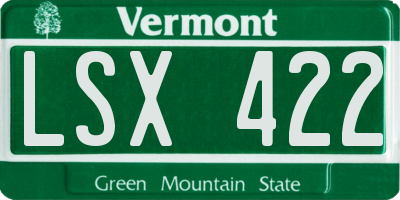 VT license plate LSX422