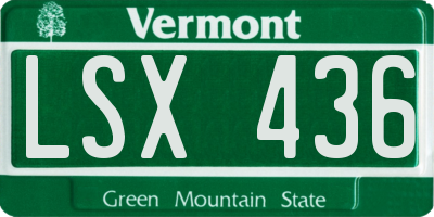 VT license plate LSX436