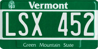 VT license plate LSX452