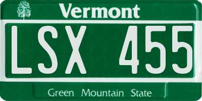 VT license plate LSX455
