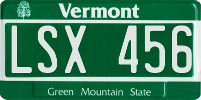 VT license plate LSX456