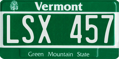 VT license plate LSX457
