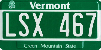 VT license plate LSX467
