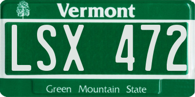 VT license plate LSX472