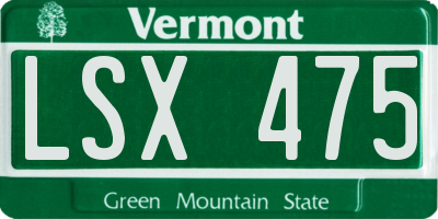 VT license plate LSX475