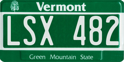 VT license plate LSX482