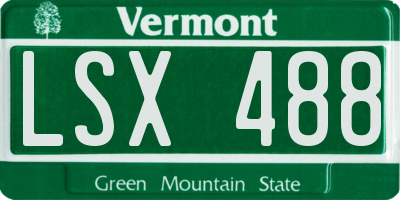 VT license plate LSX488
