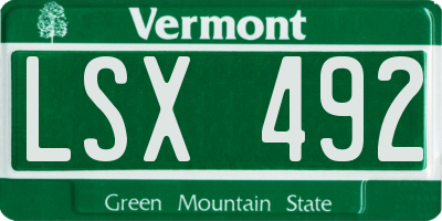 VT license plate LSX492